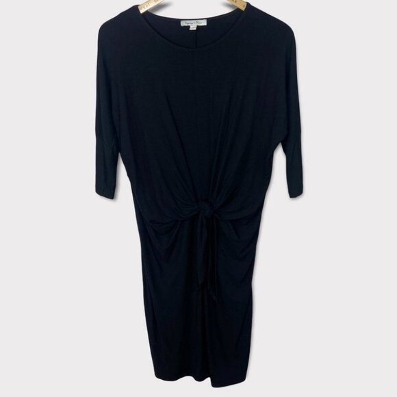 NWT Black Tie Front Dress Size Large Spence + Shaw New Tags Midi Length‎ Minimal - Picture 2 of 9